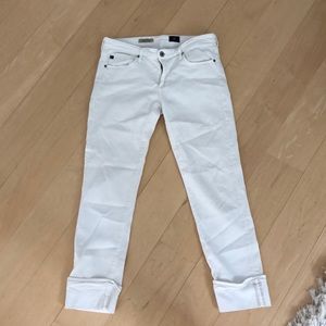 Women’s AG Stevie cuff white cropped jeans
